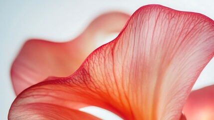 A close-up of a delicate pink flower petal with intricate veining and soft lighting.