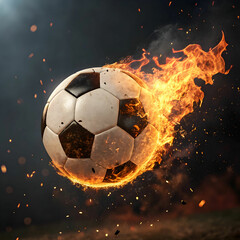 Fototapeta premium soccer ball on fire