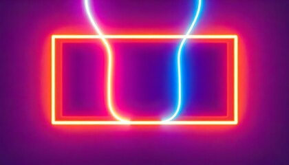 Fototapeta premium Abstract neon glowing lines creating geometric shapes against purple background