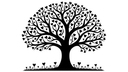 set of trees silhouettes