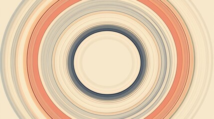Fototapeta premium Abstract concentric circles in muted orange, beige, and grey tones.