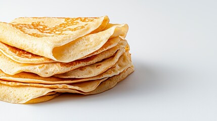 Golden Brown Crepes Stacked on White Wooden Surface