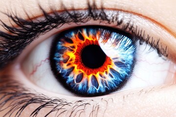 Fototapeta premium Eye with colorful iris design showcasing captivating detail