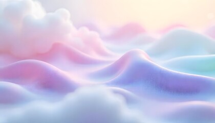 Obraz premium Dreamy Pastel Waves with Soft Clouds in Pink Purple and Light Blue Shades Abstract Art
