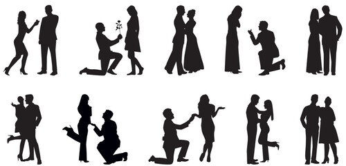 set of romantic couple silhouette collection