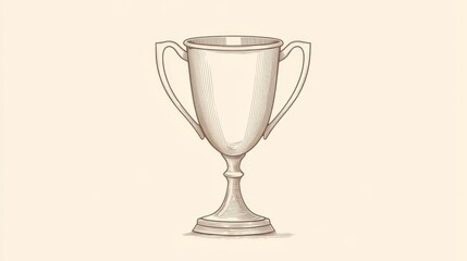 Hand-drawn illustration of a silver trophy cup with two handles and a pedestal base, isolated on a beige background.