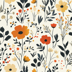 Whimsical Garden of Diverse Floral Elements