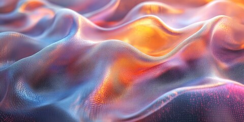 Fototapeta premium Abstract iridescent grids, geometric design, 3d render, Generative AI