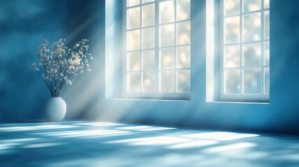 Sunlight Streaming Through Windows in a Serene Room. Generative AI