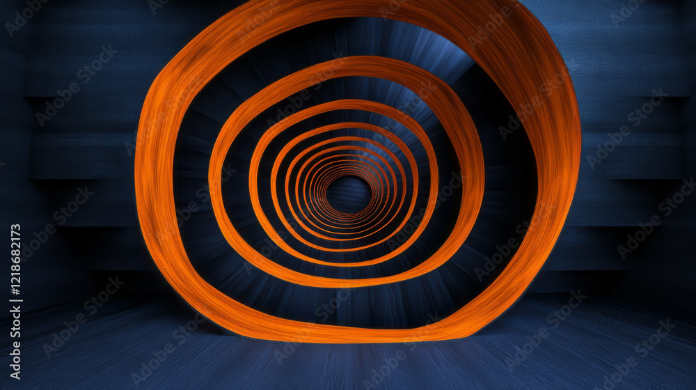 Poster A perfectly symmetrical staircase with repeating patterns and lines,