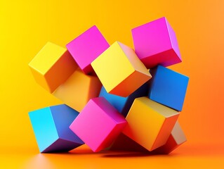 Obraz premium Abstract minimalist cubes, geometric design, 3d render, Generative AI