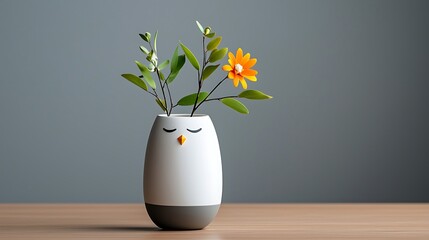 Charming Owl Shaped Vase with Simple Flower Arrangement