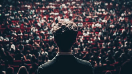 Corporate seminar with a speaker presenting to an audience - generated AI