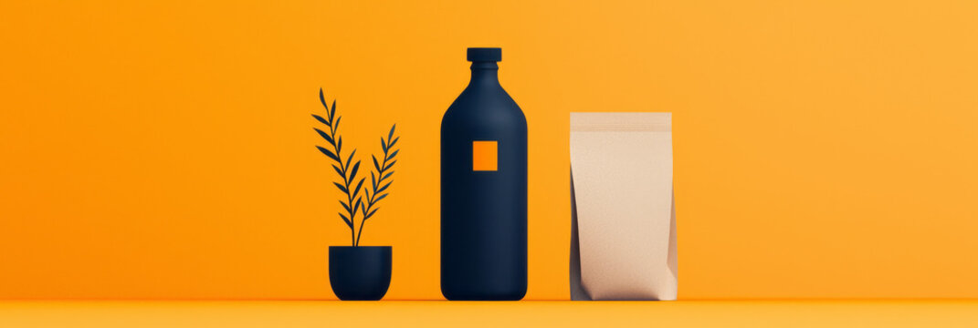 A minimalist illustration of a subscription-based meal kit delivery service with eco-friendly packaging and customizable meal options,