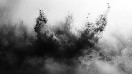 Fototapeta premium Abstract Black Smoke Explosion and Energy Stones. Generative AI