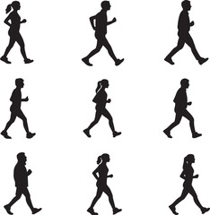 Walking and Jogging Silhouettes – Fitness and Healthy Lifestyle Icons