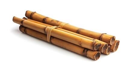 Fototapeta premium Bamboo plant with foliage displayed on a cutout backdrop.