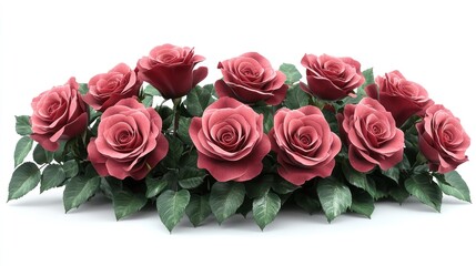 Obraz premium Rose bush arrangement, white background, romantic, wedding