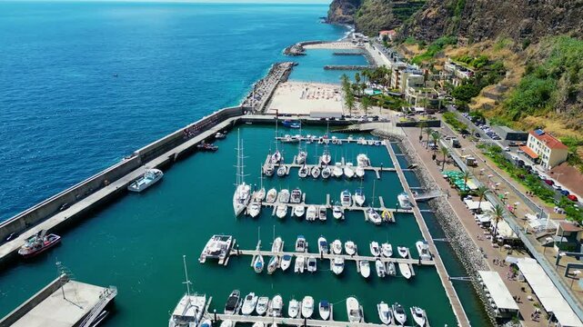 Calheta harbor, aerial view of Madeira