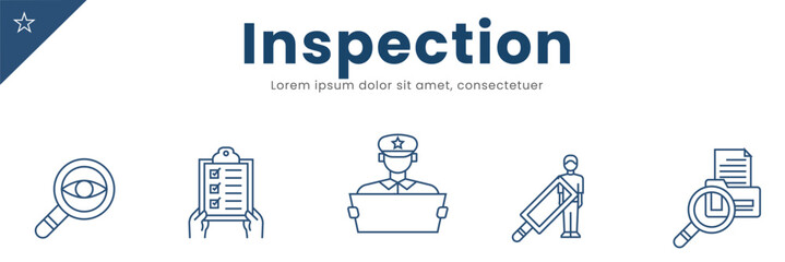 Inspection line Icon Set . Police, inspector, crime. Vector Illustration 