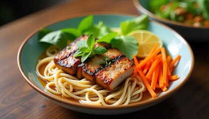 Grilled Pork Noodles With Carrots And Basil