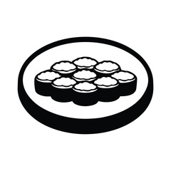 silhouette-of-a-plate-of-sushi vector illustration