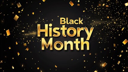 Black History Month - Golden text shines prominently, celebrated annually in February in the USA and Canada.