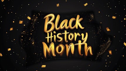 Black History Month - Golden text shines prominently, celebrated annually in February in the USA and Canada.