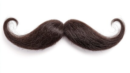 Dark Brown Swirling Mustache High-Resolution Image, Isolated on White Background, Hairy Texture, Facial Hair Concept Mustache, Hairpiece
