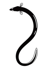 ウナギのイラスト　背景透過　白黒