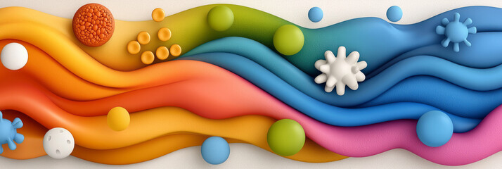 An elegant illustration of prebiotic fibers binding to gut bacteria, representing the enhancement of beneficial microorganisms,