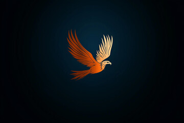 Obraz premium Image of a Vibrant Orange Eagle Soaring Against a Dark Blue Background Showcasing Grace and Strength