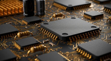 Intricate Circuitry of a Computer Motherboard