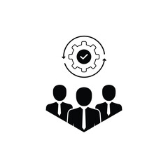 technical committee or tech support simple icon. outline group or crowd of people and manager logotype graphic stroke design isolated on white.