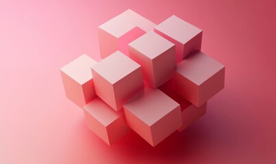 Abstract layered cubes, geometric design, 3d render, Generative AI