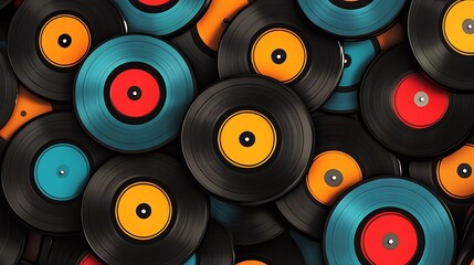 Artistic capture of vinyl records.