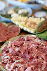 Delicious sliced ​​ham and starters