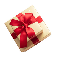 Premium of gold gift box with red ribbon bow for  decoration advertising template design.anniversary celebration and special day with present c