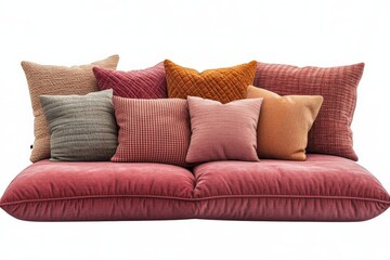 Cozy sofa adorned with colorful cushions in soft textures for modern decor inspiration