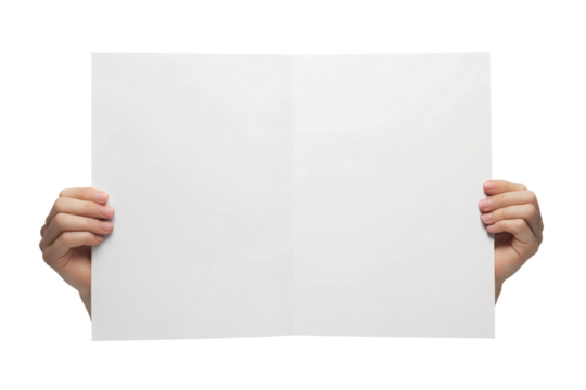 hands holding a blank paper transparent png 