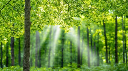 Fototapeta premium Sunlit Forest A Serene and Peaceful Nature Scene
