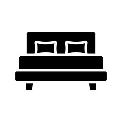 Bed icon Flat set in black and white color