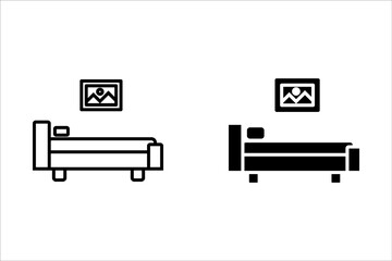 Bed icon set on white background
