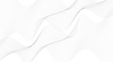 Black Wavy Lines Isolated on White Abstract Background Design, Abstract wave element for design. Digital frequency track equalizer. Stylized line art background.