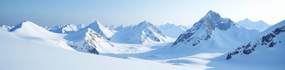 Obraz premium A dense layer of snow covering the mountain ridges and peaks in Alaska, alaska, snow, snowy landscape