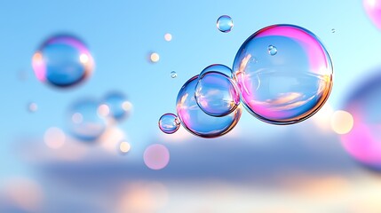 Floating Pastel Bubbles in a Dreamy Sky