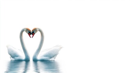 Elegant Swans Forming a Heart Shape on Calm Water