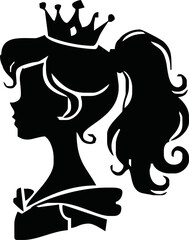 princess silhouette on white background, vector