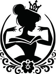 princess silhouette on white background, vector