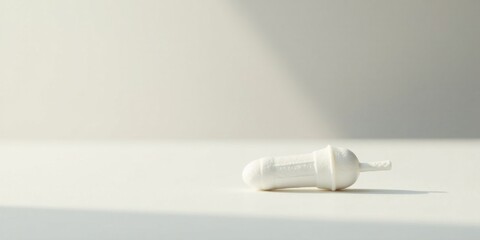 A Single White Object Rests on a Smooth, Light-Colored Surface, Illuminated by a Soft, Diffused Light Source